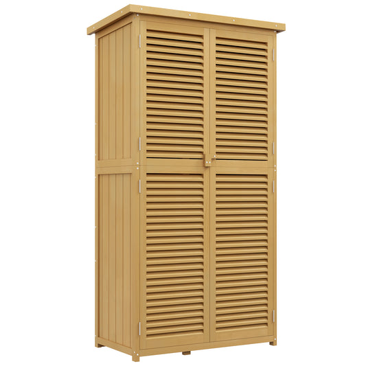 Outsunny 5' x 3' Wooden Outdoor Storage Cabinet, Garden Sheds & Outdoor Storage with Asphalt Roof & 2 Large Wood Doors with Lock, Yellow
