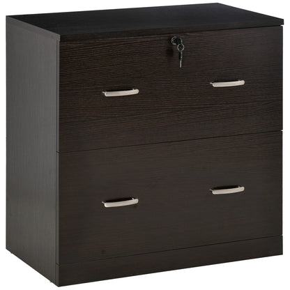 Vinsetto 2-Drawer File Cabinet with Lock and Keys, Vertical Storage Filing Cabinet with Hanging Bar for Letter Size, Home Office, Espresso