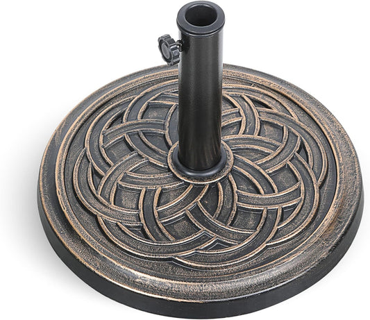 24.2 lbs Heavy Duty Umbrella Base 17.72' Round Patio Umbrellas-Stand for Outdoor, Lawn and Garden, Bronze
