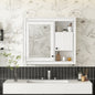 32'' Bathroom Wall Cabinet with Mirror, Wall Mounted Medicine Cabinet with 3 Shelves, Mirrored Door Over Toilet Storage Cabinet, White