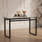 51' Modern Minimalist Rectangular Glass Dining Table for 4-6 with 0.31' Tempered Glass Tabletop and Black Chrome Metal Legs, Writing Table Desk, for Kitchen Dining Living Room (0 damage)