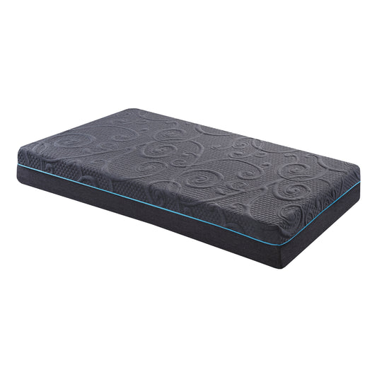 8' Twin Size Bed Mattress Gel-Infused Memory Foam Hybrid Mattress, Dark Gray, Mattress in a Box, Firm Comfort Mattress
