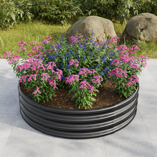 47.24*11.4' Tall Round Raised Garedn Bed,Metal Raised Beds for Vegetables, Outdoor Garden Raised Planter Box, Backyard Patio Planter Raised Beds for Flowers, Herbs, Fruits Black
