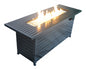 57in Outdoor Gas Propane Fire Pits Table, Aluminum, 50000BTU Firepit Fireplace Dinning Table with Lid, Fire Glass, Retangular, ETL Certification, for Garden Backyard Deck Patio-hammered black