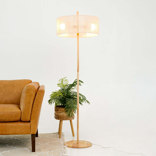 Classic Modern Floor Lamp, Upward Lighting Design for Living Room Ambience, Bedroom & Office Space Lirian Floor Lamp - Oak and Natural 110-120V