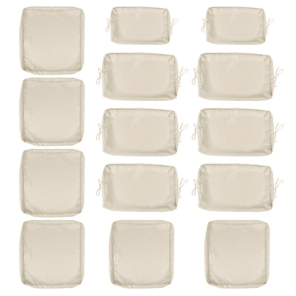 Cushion Covers for 7 Pcs (6-Seaters) Wicker Rattan Sectional Sofa,  14Pack Cushion Slipcovers Set Seat and Back,Outdoor Cushion Slipcover with Zipper, Khaki(Only Cover) Beige