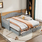 Wooden Twin Size Daybed with Twin Size Trundle, Extendable Daybed with Two Storage Drawers,Gray(Expected Arrival Time:9.12)