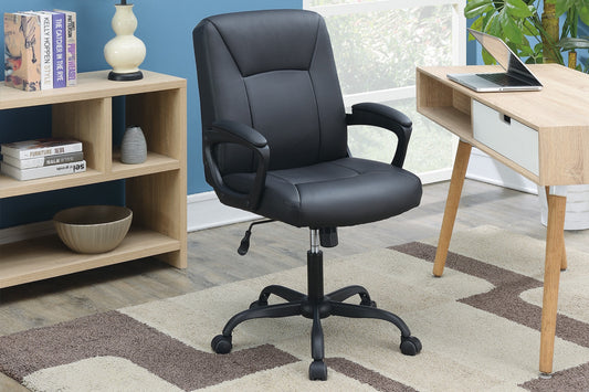 Relax Cushioned Office Chair 1pc Black Upholstered Seat back Adjustable Chair Faux Leather