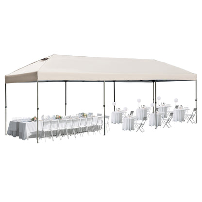 TREXM 10x30 Pop Up Canopy with Sidewalls, Heavy Duty Outdoor Party Tent with Wheeled Bag, for Patio,Wedding, Backyard (Khaki)