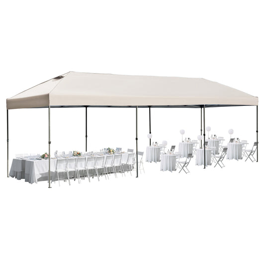 TREXM 10x30 Pop Up Canopy with Sidewalls, Heavy Duty Outdoor Party Tent with Wheeled Bag, for Patio,Wedding, Backyard (Khaki)