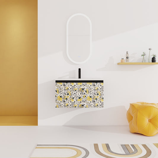 30'' Floating Wall-Mounted Bathroom Vanity With Ceramics Sink & Soft-Close Cabinet Door, KD-Package