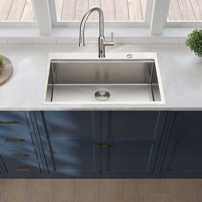 33x22x10'Drop-in Single Bowl Stainless Steel Kitchen Sink with Workstation