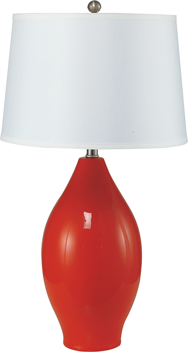 28'H RED LEMON SHAPE CERAMIC TABLE LAMP