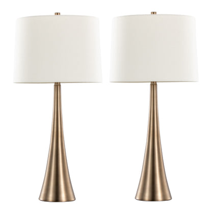 Diana 29' Contemporary Metal Table Lamp in Matte Golden Bronze with White Linen Shade from Grandview Gallery by LumiSource - Set of 2