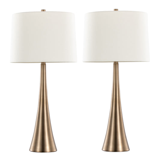 Diana 29' Contemporary Metal Table Lamp in Matte Golden Bronze with White Linen Shade from Grandview Gallery by LumiSource - Set of 2