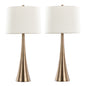 Diana 29' Contemporary Metal Table Lamp in Matte Golden Bronze with White Linen Shade from Grandview Gallery by LumiSource - Set of 2