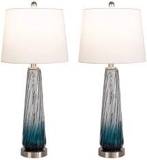 Table Lamps Set of 2 with Touch Control, 3-Way Dimmable Modern Glass Bedside Lamps with 2 USB Ports, Nightstand Lamp with White Fabric Shade, 27.5' Large Lamps for Living Room Bedrooms Decor