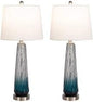 Table Lamps Set of 2 with Touch Control, 3-Way Dimmable Modern Glass Bedside Lamps with 2 USB Ports, Nightstand Lamp with White Fabric Shade, 27.5' Large Lamps for Living Room Bedrooms Decor