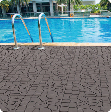 New Stone texture 12' Patio Deck Tiles, DIY Module Interlocking Decking Tiles Floor Tile,Easy and Quick Installation Court Tiles for Porch Poolside Balcony Backyard 44pcs DARK GRAY