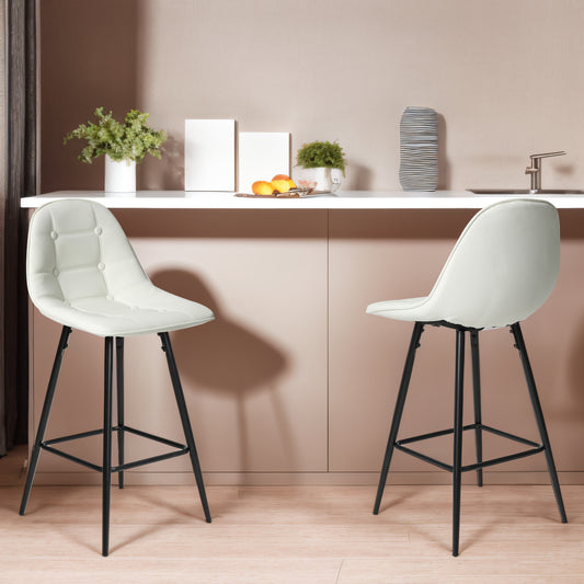 Counter Stools,Set of 2 Bar Stools with Back and Footrest, Modern Metal Counter Height Barstools for Kitchen Home Bar,25.5' Armless Barstool Chairs