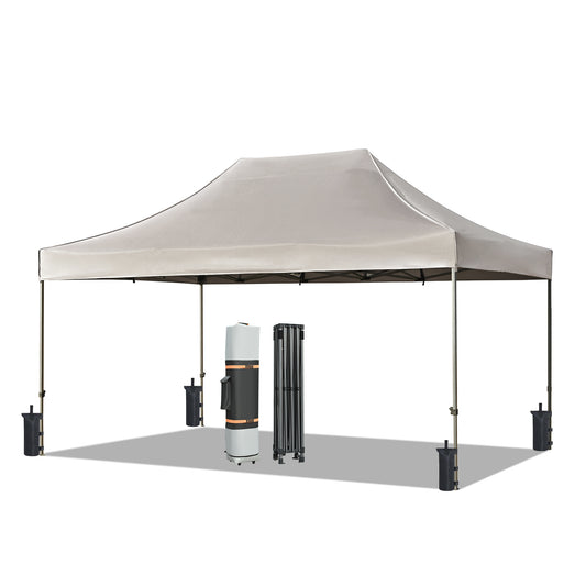 TREXM 10x15 Pop Up Canopy Tent, Heavy Duty Party Tent with 4 Sidewalls UV Waterproof Protection, 3 Height Adjustable Outdoor Canopy Tent for Weddings, Events, and Backyard Gatherings, Khaki