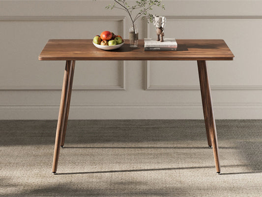 47' Modern minimalist MDF dining table, Walnut color metal legs, small sized dining table, computer desk, office desk, kitchen table, for 6 Seat.Suitable for home & kitchen