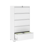 5 Drawer Metal Lateral File Cabinet , White Filing Cabinet with Lock, Lockable File Cabinet for Home Office, Locking Metal File Cabinet for Legal/Letter/A4/F4 Size