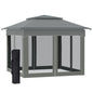 Outsunny 11' x 11' Pop Up Canopy, Outdoor Patio Gazebo Shelter with Removable Zipper Netting, Instant Event Tent w/ 114 Square Feet of Shade and Carry Bag for Backyard, Garden, Dark Gray