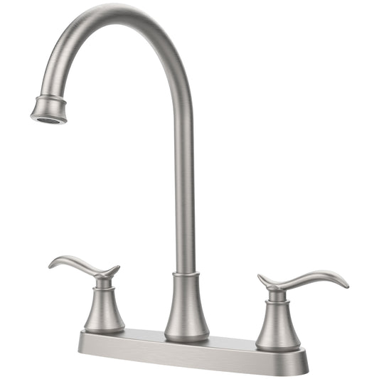 Single Handle High Arc Brushed Nickel Pull Out Kitchen Faucet,Single Level Stainless Steel Kitchen Sink Faucets with Pull Down Sprayer