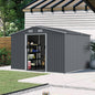 Outdoor Storage Shed 8 x 10 FT Large Metal Tool Sheds, Heavy Duty Storage House with Sliding Doors with Air Vent for Backyard Patio Lawn to Store Bikes, Tools, Lawnmowers Grey