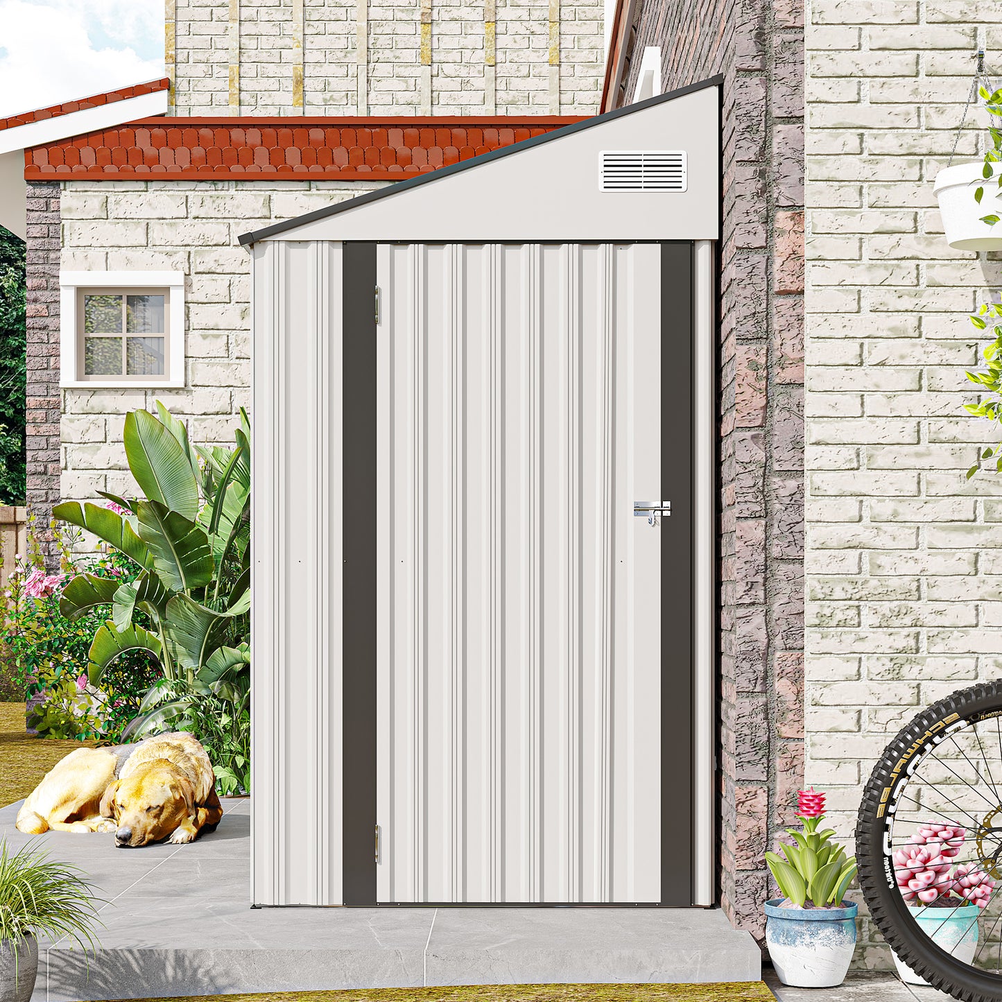 Campcraft Optional two-color storage shed, single hinge door, solid structural design, good ventilation, surface with protective film, and suitable for various scenarios