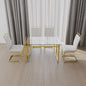 51 inch Glass Dining Table Set for 4, Dining Table & Chair Sets with Golden Plating Legs for Kitchen, Modern Rectangle Tempered Glass Table Top and  PU Dining  armless Chair for Dining Room