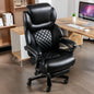 Big and Tall Office Chair 500 lbs, Extra Wide High Back Office Chair for Heavy People, Reclining Executive Comfortable Office Chair with Footrest and Lumbar Support, Leather