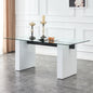 Large modern rectangular table with 0.4 inch patterned tabletop and large MDF table legs, suitable for kitchen, dining room, and living room 71 '* 35.4' * 30 '