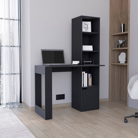 Iowa Computer Desk with 1-Cabinet and 4-Tier Bookcase