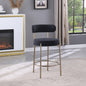 Woker Furniture Modern Sherpa Counter Height Stools Set of 2, Uphsoltered 26' Seat Height Barstools with Brushed Brass Metal Legs Round Low Back Kitchen Stools with Footrest for Dining Room, Black
