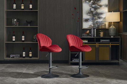 Bar Stools Set of 2 - Adjustable Barstools with Back and Footrest, Counter Height Bar Chairs for Kitchen, Pub -RED