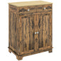 HOMCOM Sideboard with Solid Wood Countertop, Modern Kitchen Storage Cabinet, Coffee Bar Cabinet with 2 Drawers, Doors and Adjustable Shelf, Rustic Brown