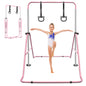 Pink Multi-Functional Adjustable Height Children's Horizontal Gymnastic Bar With Bear Rings