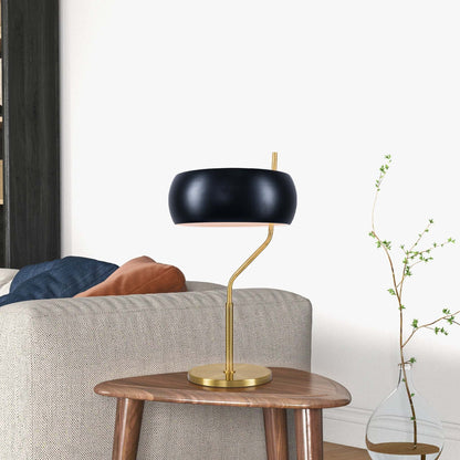 Small Minimalist Wooden Table Lamp Dimmable Table Lamp Fast Delivery Small Bedside Lamps for Night Stands, Living Room, Office,Study Room, Flux Table Lamp - Black Outer - White Inner 110~120V