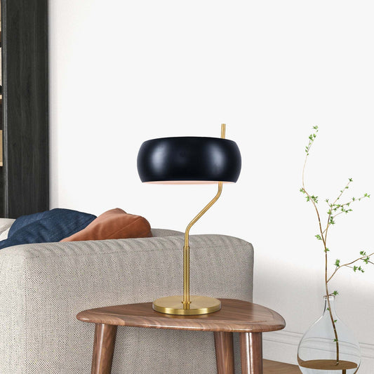 Small Minimalist Wooden Table Lamp Dimmable Table Lamp Fast Delivery Small Bedside Lamps for Night Stands, Living Room, Office,Study Room, Flux Table Lamp - Black Outer - White Inner 110~120V