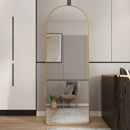 The 3rd generation aluminum alloy metal frame arched floor mounted wall mirror, upgraded in quality, bathroom makeup mirror, bedroom entrance, clothing store, gold 65 '* 23 'W1151121956