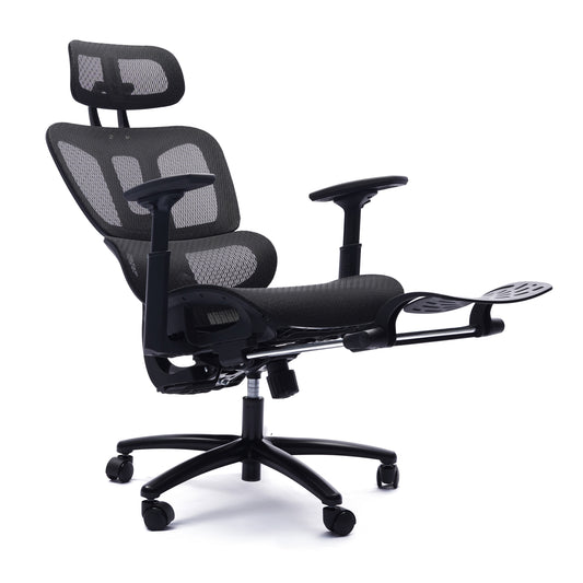 Adjustable Full Mesh Back Ergonomic Office Chair with Headrest and Footrest, Black