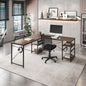 Techni Mobili L-Shape Industrial Desk with storage shelves, Walnut