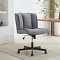 Armless Desk Chairs with Wheels Office Chair Vanity Chair with Technical Cloth Adjustable Swivel Computer Task Chairs for Home Base, Bedroom,Pink Gray