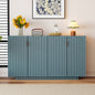 TREXM Buffet Cabinet with Storage, Sideboard Cabinet with Ample Storage Space,4 Fluted Doors Credenza Storage Cabinet with Adjustable Shelves for Dining Room and Living Room (ANTIQUE BLUE)
