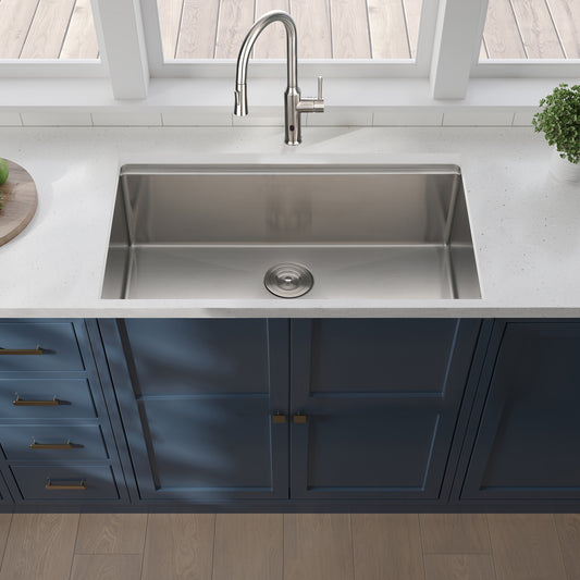 33x19x10'Undermount Single Bowl Stainless Steel Kitchen Sink with Workstation