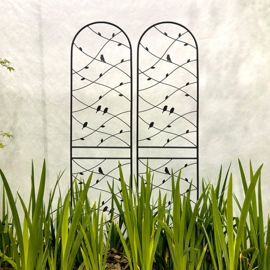2 Pack Metal Garden Trellis 86.7' x 19.7' Rustproof Trellis for Climbing Plants Outdoor Flower Support Bird Deco Black