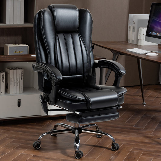 Massage Office Chair with Heat, Footrest, Black