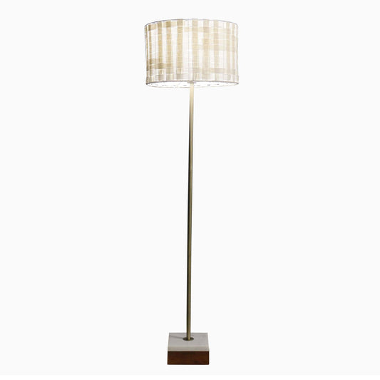 Minimalist Floor Lamp, Slim Standing Light with Neutral Shade for Contemporary Living Room & Bedroom Ambience Viora Marble Base Floor Lamp - Dark Brown and White 110V